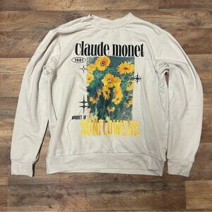 mad engine claude monet sunflower crew neck